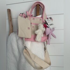 Madden Girl Pink and Cream Bow Purse w/charms
